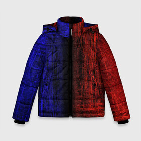 Зимняя куртка для мальчиков 3D с принтом Сине-Красная Текстура в Новосибирске, ткань верха — 100% полиэстер; подклад — 100% полиэстер, утеплитель — 100% полиэстер | длина ниже бедра, удлиненная спинка, воротник стойка и отстегивающийся капюшон. Есть боковые карманы с листочкой на кнопках, утяжки по низу изделия и внутренний карман на молнии. 

Предусмотрены светоотражающий принт на спинке, радужный светоотражающий элемент на пуллере молнии и на резинке для утяжки | blue and red | scratches | сине красный | текстура | царапины