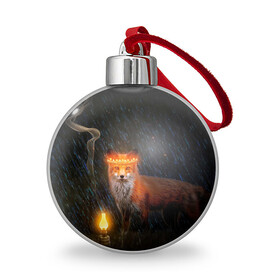 Ёлочный шар с принтом Лиса с огненной короной в Новосибирске, Пластик | Диаметр: 77 мм | Тематика изображения на принте: fox | foxy | животное | звери | лиса | лисенок | лисичка | милая | рыжая | фокс