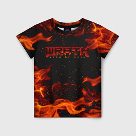 Детская футболка 3D с принтом WRATH: Aeon of Ruin FIRE в Новосибирске, 100% гипоаллергенный полиэфир | прямой крой, круглый вырез горловины, длина до линии бедер, чуть спущенное плечо, ткань немного тянется | 90 е | aeon of ruin | quake | tegunvteg | wrath | wrath: aeon of ruin | игра | компьютерная игра | монстры | огонь | пламя | ретро | реьро шутер | шутер