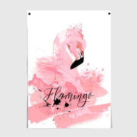 Постер с принтом flamingo в Новосибирске, 100% бумага
 | бумага, плотность 150 мг. Матовая, но за счет высокого коэффициента гладкости имеет небольшой блеск и дает на свету блики, но в отличии от глянцевой бумаги не покрыта лаком | flamingo | птицы | розовый | фламинго