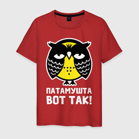 Мужская футболка хлопок с принтом Сова. Патамушта вот так в Новосибирске, 100% хлопок | прямой крой, круглый вырез горловины, длина до линии бедер, слегка спущенное плечо. | owl | owls | сова | совушка | совы | филин | фраза | юмор
