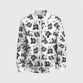 Детский бомбер 3D с принтом Акварельные панды паттерн в Новосибирске, 100% полиэстер | застегивается на молнию, по бокам два кармана без застежек, мягкие манжеты, по низу бомбера и на воротнике — эластичная резинка | Тематика изображения на принте: art | black white | cute | funny panda | panda | pandas | pattern | watercolor | акварель | акварельный рисунок | арт | детский рисунок | маленькие панды | медведи | медвежата | милые панды | мишки | панда | пандочка | пандочки | узор