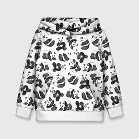 Детская толстовка 3D с принтом Акварельные панды паттерн в Новосибирске, 100% полиэстер | двухслойный капюшон со шнурком для регулировки, мягкие манжеты на рукавах и по низу толстовки, спереди карман-кенгуру с мягким внутренним слоем | Тематика изображения на принте: art | black white | cute | funny panda | panda | pandas | pattern | watercolor | акварель | акварельный рисунок | арт | детский рисунок | маленькие панды | медведи | медвежата | милые панды | мишки | панда | пандочка | пандочки | узор