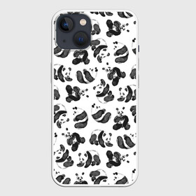 Чехол для iPhone 13 с принтом Акварельные панды паттерн в Новосибирске,  |  | art | black white | cute | funny panda | panda | pandas | pattern | watercolor | акварель | акварельный рисунок | арт | детский рисунок | маленькие панды | медведи | медвежата | милые панды | мишки | панда | пандочка | пандочки | узор