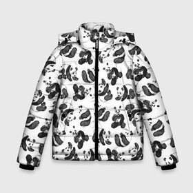 Зимняя куртка для мальчиков 3D с принтом Акварельные панды паттерн в Новосибирске, ткань верха — 100% полиэстер; подклад — 100% полиэстер, утеплитель — 100% полиэстер | длина ниже бедра, удлиненная спинка, воротник стойка и отстегивающийся капюшон. Есть боковые карманы с листочкой на кнопках, утяжки по низу изделия и внутренний карман на молнии. 

Предусмотрены светоотражающий принт на спинке, радужный светоотражающий элемент на пуллере молнии и на резинке для утяжки | art | black white | cute | funny panda | panda | pandas | pattern | watercolor | акварель | акварельный рисунок | арт | детский рисунок | маленькие панды | медведи | медвежата | милые панды | мишки | панда | пандочка | пандочки | узор