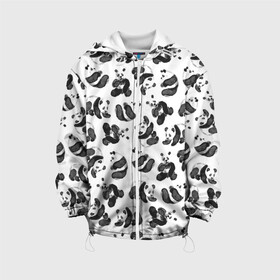 Детская куртка 3D с принтом Акварельные панды паттерн в Новосибирске, 100% полиэстер | застежка — молния, подол и капюшон оформлены резинкой с фиксаторами, по бокам — два кармана без застежек, один потайной карман на груди, плотность верхнего слоя — 90 г/м2; плотность флисового подклада — 260 г/м2 | Тематика изображения на принте: art | black white | cute | funny panda | panda | pandas | pattern | watercolor | акварель | акварельный рисунок | арт | детский рисунок | маленькие панды | медведи | медвежата | милые панды | мишки | панда | пандочка | пандочки | узор