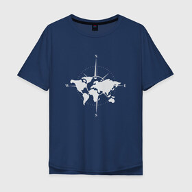 Мужская футболка хлопок Oversize с принтом Карта Мира Компас  в Новосибирске, 100% хлопок | свободный крой, круглый ворот, “спинка” длиннее передней части | africa | afrika | australia | brazil | compas | earth | geraldic | planet | russia | usa | world map | астралия | африка | бразилия | геральдика | земля | континенты | планета | роза ветров | россия | страна | страны | сша