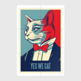 Магнитный плакат 2Х3 с принтом Yes We Cat пародия в Новосибирске, Полимерный материал с магнитным слоем | 6 деталей размером 9*9 см | Тематика изображения на принте: art | kitten | kitty | parody | pop art | poster пародия | retro | serious cat | slogan | vintage | yes we can постер | арт | барак обама | винтаж | выборы | графика | джентльмен | кот | котенок | кошка | обама | поп арт | прикол | ретро | се