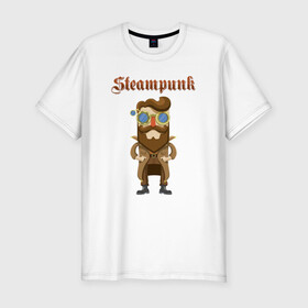 Мужская футболка хлопок Slim с принтом Стимпанк парень Steampunk boy (Z) в Новосибирске, 92% хлопок, 8% лайкра | приталенный силуэт, круглый вырез ворота, длина до линии бедра, короткий рукав | steam punk | steamfest | steampunk | бойлерпанк | дизельпанк | клокпанк | маннерпанк | механика | научная фантастика | паро панк | паровой панк | паропанк | стим панк | стимпанк | стимпанк стиль | стимфест