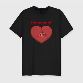 Мужская футболка хлопок Slim с принтом Heart Steampunk Меха сердце (Z) в Новосибирске, 92% хлопок, 8% лайкра | приталенный силуэт, круглый вырез ворота, длина до линии бедра, короткий рукав | steam punk | steamfest | steampunk | бойлерпанк | дизельпанк | клокпанк | маннерпанк | механика | научная фантастика | паро панк | паровой панк | паропанк | стим панк | стимпанк | стимпанк стиль | стимфест