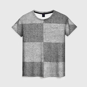 Женская футболка 3D с принтом Denim Patchwork в Новосибирске, 100% полиэфир ( синтетическое хлопкоподобное полотно) | прямой крой, круглый вырез горловины, длина до линии бедер | cloth | denim | gray | jeans | patchwork