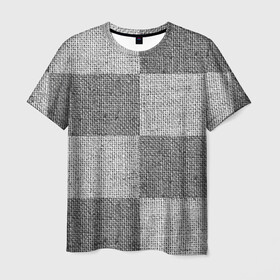 Мужская футболка 3D с принтом Denim Patchwork в Новосибирске, 100% полиэфир | прямой крой, круглый вырез горловины, длина до линии бедер | cloth | denim | gray | jeans | patchwork