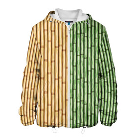 Мужская куртка 3D с принтом Bamboo в Новосибирске, ткань верха — 100% полиэстер, подклад — флис | прямой крой, подол и капюшон оформлены резинкой с фиксаторами, два кармана без застежек по бокам, один большой потайной карман на груди. Карман на груди застегивается на липучку | bamboo | dual | trees | wood | yellow green