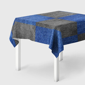 Скатерть 3D с принтом Denim Patchwork в Новосибирске, 100% полиэстер (ткань не мнется и не растягивается) | Размер: 150*150 см | blue gray | denim | jeans | patchwork | джинсовая ткань