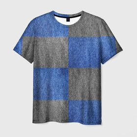Мужская футболка 3D с принтом Denim Patchwork в Новосибирске, 100% полиэфир | прямой крой, круглый вырез горловины, длина до линии бедер | blue gray | denim | jeans | patchwork | джинсовая ткань