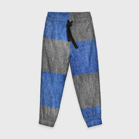 Детские брюки 3D с принтом Denim Patchwork в Новосибирске, 100% полиэстер | манжеты по низу, эластичный пояс регулируется шнурком, по бокам два кармана без застежек, внутренняя часть кармана из мелкой сетки | blue gray | denim | jeans | patchwork | джинсовая ткань