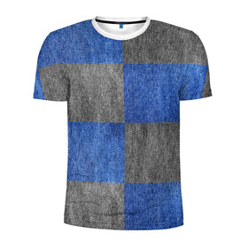 Мужская футболка 3D спортивная с принтом Denim Patchwork в Новосибирске, 100% полиэстер с улучшенными характеристиками | приталенный силуэт, круглая горловина, широкие плечи, сужается к линии бедра | blue gray | denim | jeans | patchwork | джинсовая ткань