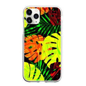 Чехол для iPhone 11 Pro Max матовый с принтом ЛИСТЬЯ  в Новосибирске, Силикон |  | summer | джунгли | зелень | кислотный | лесной | летний принт | лето | листья папоротника | огненный | пальмовые листья | пальмы | папоротник | свежий | стильный | тренд | тропики | тропический камуфляж
