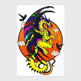 Магнитный плакат 2Х3 с принтом Красочный дракон в Новосибирске, Полимерный материал с магнитным слоем | 6 деталей размером 9*9 см | Тематика изображения на принте: deagon | fantasy | monster | wings | вороны | дракон | животные | зверь | змей | китайский дракон | крылья | луна | мифические существа | монстр | облака | огненный | огонь | пламя | птицы | радужный | сказочный