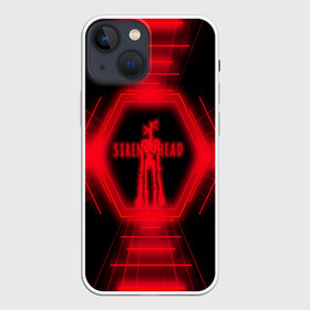 Чехол для iPhone 13 mini с принтом Siren Head Glow в Новосибирске,  |  | siren head | линии | монстр | неон | свечение | сиреноголовый