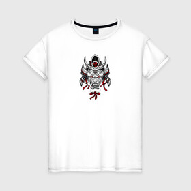 Женская футболка хлопок с принтом Samuray в Новосибирске, 100% хлопок | прямой крой, круглый вырез горловины, длина до линии бедер, слегка спущенное плечо | samuray | в топе | в тренде | голова | история | китай