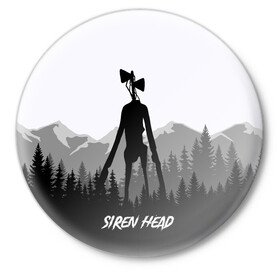 Значок с принтом SIREN HEAD | DARK FOREST в Новосибирске,  металл | круглая форма, металлическая застежка в виде булавки | 6789 | cartoon | cat | dark | forest | foundation | head | monster | mountains | scp | siren | sirenhead | голова | горы | кот | лес | монстр | объект | объекты | сирена | сиреноголовый | фонд | чудище | чудовище