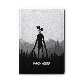 Обложка для автодокументов с принтом SIREN HEAD | DARK FOREST в Новосибирске, натуральная кожа |  размер 19,9*13 см; внутри 4 больших “конверта” для документов и один маленький отдел — туда идеально встанут права | Тематика изображения на принте: 6789 | cartoon | cat | dark | forest | foundation | head | monster | mountains | scp | siren | sirenhead | голова | горы | кот | лес | монстр | объект | объекты | сирена | сиреноголовый | фонд | чудище | чудовище