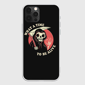 Чехол для iPhone 12 Pro Max с принтом Friendly Grim Reaper в Новосибирске, Силикон |  | a | alive | be | friendly | grrim | ok | reaper | time | to | what | дружелюбная | жнец | косой | ок | с | старуха