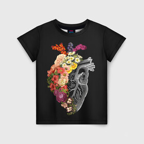 Детская футболка 3D с принтом Natural Heart Dual в Новосибирске, 100% гипоаллергенный полиэфир | прямой крой, круглый вырез горловины, длина до линии бедер, чуть спущенное плечо, ткань немного тянется | Тематика изображения на принте: 8 | flower | flowers | garden | heart | natural | symbiote | день | женский | марта | международный | природа | растения | сердце | симбиот | цветы