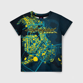 Детская футболка 3D с принтом Cyberpunk  в Новосибирске, 100% гипоаллергенный полиэфир | прямой крой, круглый вырез горловины, длина до линии бедер, чуть спущенное плечо, ткань немного тянется | Тематика изображения на принте: 2077 | cd project | cd project red | cyber | cyberpunk | cyberpunk 2077 | lizzy | map | mox | moxes | night city wire | punk | still | the mox | witcher | банда | карта | кибер | киберпанк | киберпанк 2077 | лиззи | моксес | панк | сайбер |