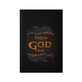 Обложка для паспорта матовая кожа с принтом God day GOW в Новосибирске, натуральная матовая кожа | размер 19,3 х 13,7 см; прозрачные пластиковые крепления | Тематика изображения на принте: gad of war | game | games | god of war | god of wor | бог войны | игра | игры | кинжалы | кратос | праздник