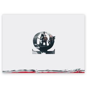 Поздравительная открытка с принтом На пути в Асгард GOW в Новосибирске, 100% бумага | плотность бумаги 280 г/м2, матовая, на обратной стороне линовка и место для марки
 | gad of war | game | games | god of war | god of wor | атрей | атрэй | бог войны | игра | игры | кратос | лодка | руна