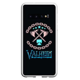 Чехол для Samsung Galaxy S10 с принтом Valheim лого и цепи в Новосибирске, Силикон | Область печати: задняя сторона чехла, без боковых панелей | Тематика изображения на принте: fantasy | mmo | valheim | valve | валхейм | вальхейм | викинги | выживалка | игра | королевская битва | ммо | ролевая игра | фэнтази