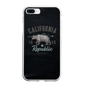 Чехол для iPhone 7Plus/8 Plus матовый с принтом California republic в Новосибирске, Силикон | Область печати: задняя сторона чехла, без боковых панелей | Тематика изображения на принте: bear | california | republic | state | калифорния | медведь | республика