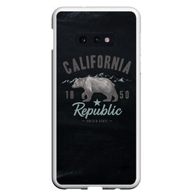 Чехол для Samsung S10E с принтом California republic в Новосибирске, Силикон | Область печати: задняя сторона чехла, без боковых панелей | bear | california | republic | state | калифорния | медведь | республика