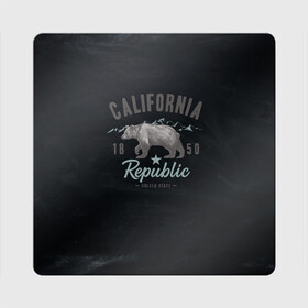 Магнит виниловый Квадрат с принтом California republic в Новосибирске, полимерный материал с магнитным слоем | размер 9*9 см, закругленные углы | Тематика изображения на принте: bear | california | republic | state | калифорния | медведь | республика