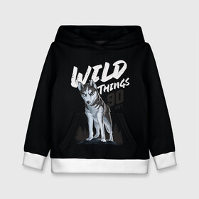 Детская толстовка 3D с принтом Wild Things в Новосибирске, 100% полиэстер | двухслойный капюшон со шнурком для регулировки, мягкие манжеты на рукавах и по низу толстовки, спереди карман-кенгуру с мягким внутренним слоем | Тематика изображения на принте: wolf | волк | лес | пес | север | собака | хаски