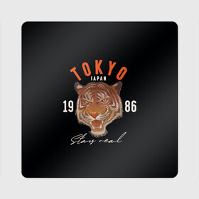 Магнит виниловый Квадрат с принтом Tokyo Tiger Japan в Новосибирске, полимерный материал с магнитным слоем | размер 9*9 см, закругленные углы | Тематика изображения на принте: japan | tokyo | большая кошка | полосатый | тигр | тигрица | токио | хищник