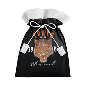 Подарочный 3D мешок с принтом Tokyo Tiger Japan в Новосибирске, 100% полиэстер | Размер: 29*39 см | Тематика изображения на принте: japan | tokyo | большая кошка | полосатый | тигр | тигрица | токио | хищник