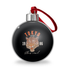 Ёлочный шар с принтом Tokyo Tiger Japan в Новосибирске, Пластик | Диаметр: 77 мм | Тематика изображения на принте: japan | tokyo | большая кошка | полосатый | тигр | тигрица | токио | хищник