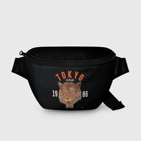 Поясная сумка 3D с принтом Tokyo Tiger Japan в Новосибирске, 100% полиэстер | плотная ткань, ремень с регулируемой длиной, внутри несколько карманов для мелочей, основное отделение и карман с обратной стороны сумки застегиваются на молнию | japan | tokyo | большая кошка | полосатый | тигр | тигрица | токио | хищник
