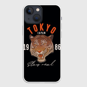 Чехол для iPhone 13 mini с принтом Tokyo Tiger Japan в Новосибирске,  |  | Тематика изображения на принте: japan | tokyo | большая кошка | полосатый | тигр | тигрица | токио | хищник