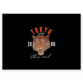 Поздравительная открытка с принтом Tokyo Tiger Japan в Новосибирске, 100% бумага | плотность бумаги 280 г/м2, матовая, на обратной стороне линовка и место для марки
 | japan | tokyo | большая кошка | полосатый | тигр | тигрица | токио | хищник