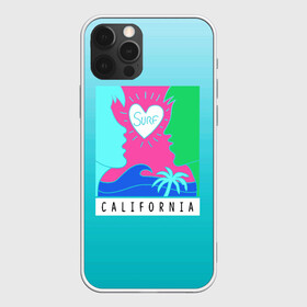 Чехол для iPhone 12 Pro с принтом CALIFORNIA SURF в Новосибирске, силикон | область печати: задняя сторона чехла, без боковых панелей | california | love | surf | влюбленные | закат | калифорния | любовь | море | пальма
