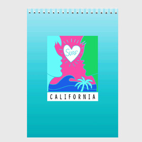 Скетчбук с принтом CALIFORNIA SURF в Новосибирске, 100% бумага
 | 48 листов, плотность листов — 100 г/м2, плотность картонной обложки — 250 г/м2. Листы скреплены сверху удобной пружинной спиралью | california | love | surf | влюбленные | закат | калифорния | любовь | море | пальма
