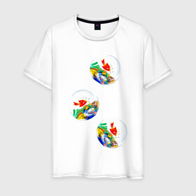 Мужская футболка хлопок с принтом Рыбаку на заметку в Новосибирске, 100% хлопок | прямой крой, круглый вырез горловины, длина до линии бедер, слегка спущенное плечо. | аквариум | вода | раба | шар