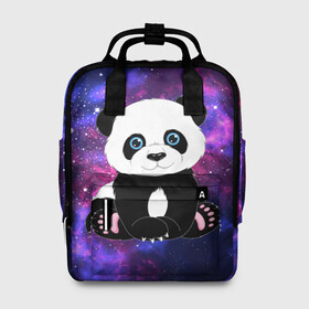Женский рюкзак 3D с принтом Space Panda в Новосибирске, 100% полиэстер | лямки с регулируемой длиной, сверху ручки, чтобы рюкзак нести как сумку. Основное отделение закрывается на молнию, как и внешний карман. Внутри два дополнительных кармана, один из которых закрывается на молнию. По бокам два дополнительных кармашка, куда поместится маленькая бутылочка
 | animal | bear | panda | space | star | вселенная | галактика | животные | звёзды | космос | медведь | миша | панда
