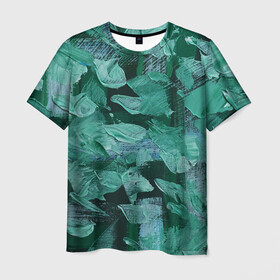 Мужская футболка 3D с принтом Зелень в Новосибирске, 100% полиэфир | прямой крой, круглый вырез горловины, длина до линии бедер | абстракция | молодежное | пестрое | стиль | тренд | хайп