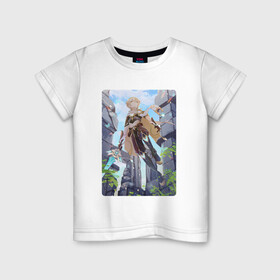 Детская футболка хлопок с принтом Подхваченный ветром в Новосибирске, 100% хлопок | круглый вырез горловины, полуприлегающий силуэт, длина до линии бедер | арт | боевой парень | итер | итэр | меч | мечник | милый парень | путешественник | рисунок