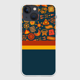 Чехол для iPhone 13 mini с принтом Африканская Символика в Новосибирске,  |  | африка | африканская символика | знаки | линии | полосы | рисунок | туризм
